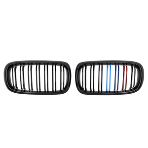 Convient pour <span class=keywords><strong>BMW</strong></span> <span class=keywords><strong>X5</strong></span> <span class=keywords><strong>F15</strong></span> F16 F85 F86 Grille modifiée 13-19 avec barres parallèles F16 Dual Line Grille en fibre de carbone noir brillant - Product Image 6