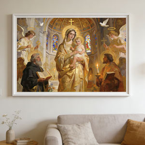 Dipinto d'Arte Religiosa Tradizionale, Pittura a Olio con Cornice in Legno per Decorazione Murale del Soggiorno, Durevole - Product Image 4