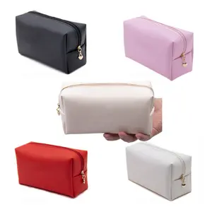 Waterproof PU Leather Lipstick Pouch Costom Logo Zipper Travel Makeup Toiletry Organizer Women Travel Cosmetic Bags