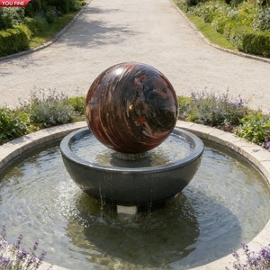 <span class=keywords><strong>Fontaine</strong></span> à eau rotative en marbre beige naturel sculpté à la main YOUFINE pour la décoration de jardin et de patio extérieur - Product Image 1