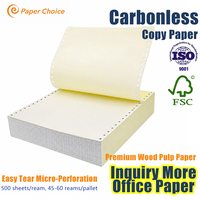 Papier autocopiant personnalisé multicouche compatible matrice de points, dos couché, 9,5x11'', 9,5x5,5'', 9,5x12'', papier robuste