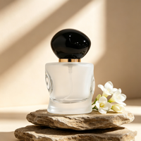 Flacon de parfum en verre de forme spéciale de haute qualité, 50 ml, vide, avec vaporisateur fin et bouchon en pierre