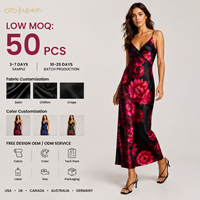 Robe longue noire à fleurs pour femme, col en V, bretelles spaghetti, élégante, pour soirée, personnalisable, marque privée, vente en gros