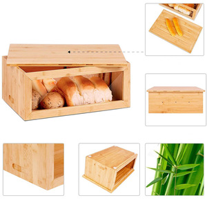กล่องขนมปังไม้ไผ่ชั้นเดียวพร้อมหน้าต่างใสสำหรับเก็บขนมปัง - Product Image 4