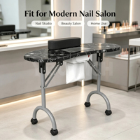 Table de manucure professionnelle pliable, table mobile pour technicien des ongles, table de salon de beauté avec repose-poignet et sac de rangement
