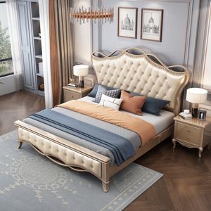 Muebles de Dormitorio de Lujo, Cama Queen/King Moderna, Tapicería de PU Estilo Chino, Juego de Muebles de Madera para Dormitorio - Product Image 4