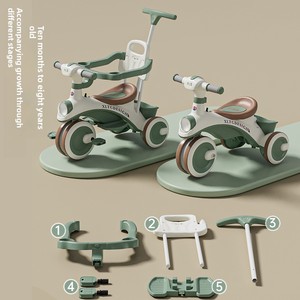 Tricycle pliable multifonctionnel 5 en 1 pour tout-petits - Vélo à pédales, poussette et porteur pour bébés de 1 à 6 ans, léger, vente en gros - Product Image 6