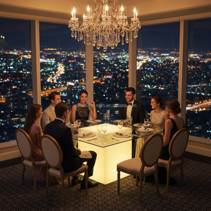 Glow Furniture <span class=keywords><strong>Grande</strong></span> <span class=keywords><strong>table</strong></span> de <span class=keywords><strong>salle</strong></span> <span class=keywords><strong>à</strong></span> <span class=keywords><strong>manger</strong></span> rectangulaire lumineuse <span class=keywords><strong>à</strong></span> DEL Wedddin - Product Image 5