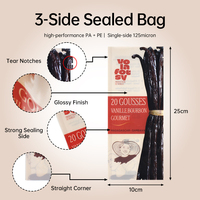 Sachet plat à trois soudures haute barrière, pochette personnalisée en aluminium pour gousses de vanille, épices gourmandes Bourbon, emballage long et mince