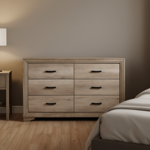 Cassettiera Rustica Contemporanea a 6 Cassetti in Legno Massello con Finitura Naturale per Camera da Letto - Product Image 2