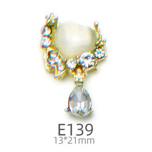 Ciondolo in Lega con Perla Luna, Gioiello Artistico con Pietra Occhio di Gatto, Nappa a Goccia d'Acqua, Decorazione per Unghie Made in China - Product Image 6