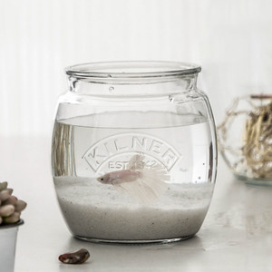 Aquarium rond de bureau Kilner (Royaume-Uni) de 850 ml pour poissons Betta, en verre épais, petit aquarium domestique pour poissons rouges - Product Image 1
