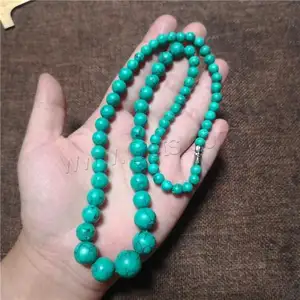 Collier de perles de Turquoise unisexe tendance 2023 avec fer poli vert longueur environ 45cm 1557854