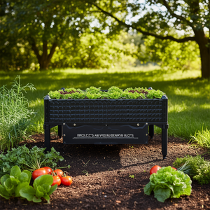 Bac de culture surélevé de 80 cm de profondeur en plastique pour légumes, herbes et fleurs – Sac de culture extérieur durable - Product Image 2