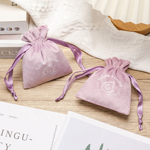 High Quality Custom Logo Size Velvet Dust Drawstring Gift Packaging Pouch Bag for <b>Ring</b> Jewelry - Product Image 2