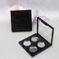 Palette de fards à paupières vide, carrée, 4 couleurs, avec couvercle transparent, étui à poudre en plastique compact