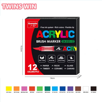 Marqueurs acryliques de conception créative, couleur personnalisable, type liquide direct, tête souple, ensemble de marqueurs d'art portables pour le dessin