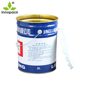 Cubo de pintura de estaño de metal vacío personalizado Cubo de tambor de revestimiento blanco de hierro de acero <span class=keywords><strong>Bidon</strong></span> con asa y tapa de flores - Product Image 4