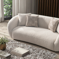 Canapé d'angle moderne en tissu bouclé blanc nuage, trois places, pour salon, vente en gros