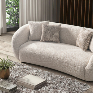 Sofá <span class=keywords><strong>Esquinero</strong></span> de Tres Plazas para Sala de Estar, Moderno, Tapizado en Tela Bouclé Color <span class=keywords><strong>Blanco</strong></span> Nube, Venta al por Mayor - Product Image 6