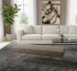 Contemporary Linen Tufted Bench Modern Minimalist Design Plush <b>Cushion</b> Durable Frame Furniture for Living Room Hotel School - Product Image 2