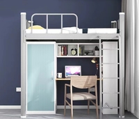 HUIYANG Mobilier Scolaire Lits de Dortoir Superposés en Métal pour Adultes et Étudiants, Lit Mezzanine avec Bureau