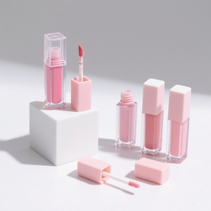 Precio de Fábrica, Tubo de Brillo Labial Cosmético Vacío Personalizado, Cuadrado, Degradado Rosa, Elegante, con Pincel, Material Plástico, MOQ 100 Piezas - Product Image 1