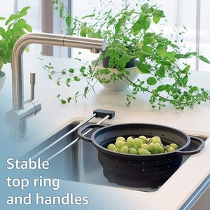 Rây Có Thể Gập Lại Bằng <span class=keywords><strong>Silicon</strong></span> Chịu Nhiệt Lớn 26 Cm Có Thể Gập Lại, Tiết Kiệm Không Gian Và Rây Nhà Bếp Và Ste Và Steamer - Product Image 4