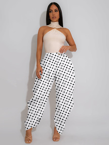 Pantaloni Casual a Pois a Tre Quarti, Comodi e Larghi, con Stampa Floreale a Gonna, a Gamba Larga - Product Image 3