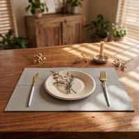 Set de table rectangulaire moderne et minimaliste en cuir PU grainé cousu, 30x45cm, durable, réutilisable, imperméable, antidérapant et résistant à la chaleur