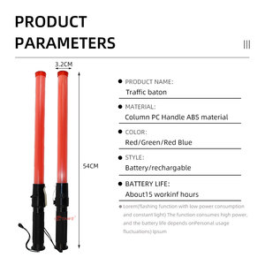 Bâton de signalisation LED portable avec poignée antidérapante et cordon, clignotement régulier pour travaux routiers et guidage de stationnement - Product Image 3