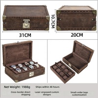 Boîte de rangement pour montres mécaniques en cuir Crazy Horse vintage, 8 emplacements, en cuir véritable fait main, protection contre la poussière et l'eau