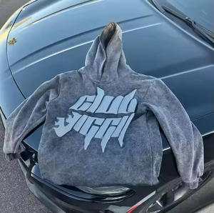 Streetwear <strong>Clothing</strong> <strong>Manufacturer</strong> 500gsm Cotton Hooded Sweatshirt Custom Pullover 3d Foam Puff Print Boxy Fit Cropped Hoodies Men - Product Image 5