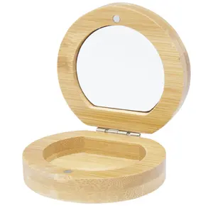 Miroir de poche en bambou Afrodit, gadgets durables - Product Image 1