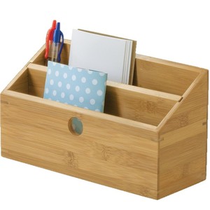 Porte-cartes en bois avec compartiments pour organiser le bureau, la papeterie et les notes, boîte de rangement en bois massif - Product Image 4