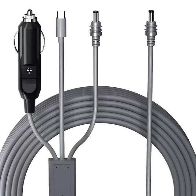 USB-C to Coaxial DC Power Cord for Starlink Mini 3-in-1 Car Cigarette Lighter Charger Cable 12V Stable Power Supply Performance