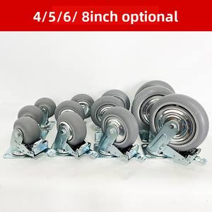 Silencioso 4/5/6/8-Inch Heavy-Duty pequeno carrinho de borracha giratória rodas do leito Trailer rodízios com embalagem da caixa TPR - Product Image 3