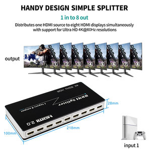 Yunzuo OEM hỗ trợ 3D 4K x 2K 1x8 HDMI Splitter 1 trong 8 ra HDMI 2.0 phiên bản video âm thanh Splitter với EDID - Product Image 3