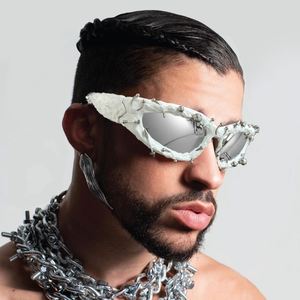 Blauwe En Roze Sport Zonnebril Voor Heren Mode Steampunk Halloween Tinten Voor Feesten Y2 K Gafas De Sol Met Donkere Lijm - Product Image 2