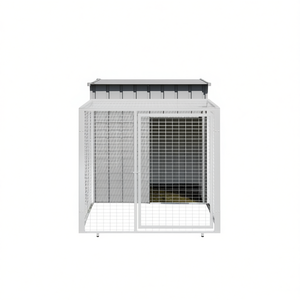 Cage à poulets en acier galvanisé gris clair 43,3x79,1x43,3 avec enclos pour l'élevage de volailles - Product Image 1