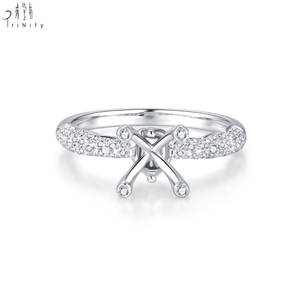 Bague semi-montée en or blanc massif 18 carats avec diamant naturel solitaire, design tendance de haute qualité, pour alliance de mariage féminine - Product Image 1