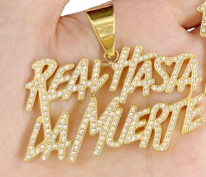 Pendentif glacé en acier inoxydable de haute qualité à la mode Offre Spéciale zircon en or 18 carats en amérique latine "Hasta La Muerte" Real Hasta La Muerte - Product Image 4
