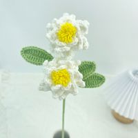 Nieuwe handgehaakte gebreide aardbeien- en gardenia bloemen voor DIY boeket cadeau, thuisvaas, bruiloft, kunstmatige decoratie, ornamenten