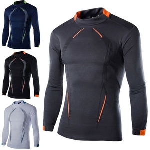 <b>Mens</b> Compression Shirt <b>Base</b> <b>Layer</b> Long Sleeve Striped Spandex/Cotton Sports Gear for Running Gym Workout - Product Image 3