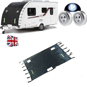 Funda Protectora para Parabrisas de Autocaravana de Tela Oxford Negra y Verde 210D para Caravanas y Camping, Cubierta Frontal para Vehículos - Product Image 1