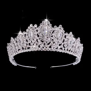 New Rhinestone Crowns Vintage Style Big Eye Shape Wedding Accessories Bridal Hair Tiaras Yellow Gold Party Hair Accessory BC3707