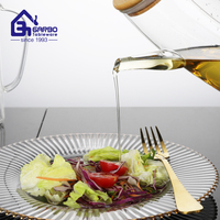 Bouteille d'huile en verre borosilicate transparent de 800 ml avec bec verseur anti-goutte, design rayé, logo OEM, fabriquée en Chine