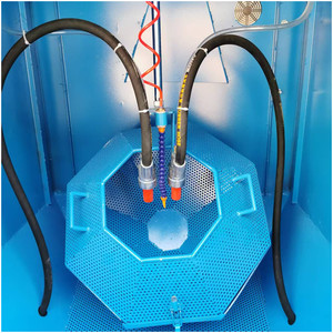 Machine de <span class=keywords><strong>sablage</strong></span> automatique à grande table rotative, 12 pistolets de pulvérisation (personnalisable), puissance totale de 10 kW, pompe à faible bruit - Product Image 6