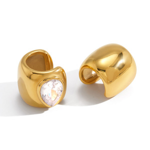 Boucles d'oreilles clips en forme de goutte d'eau en zircon, acier inoxydable 18K pour femmes, bijoux d'oreille non percés, pièce tendance - Product Image 5