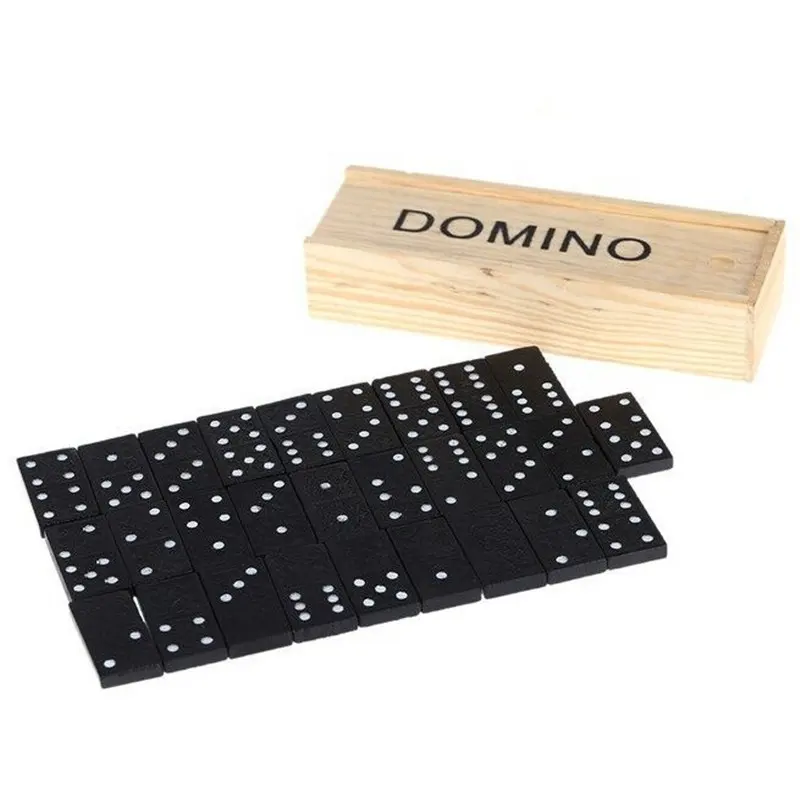 Usine 28 pièces/ensemble en bois Domino jeux de société voyage drôle jeu de Table Domino jouets enfant enfants jouets éducatifs pour enfants cadeaux